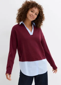 Feinstrickpullover mit Bluseneinsatz