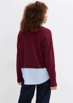 Feinstrickpullover mit Bluseneinsatz
