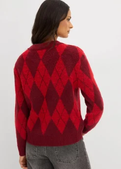 Feinstrickpullover mit Karomuster