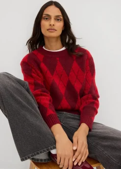 Feinstrickpullover mit Karomuster