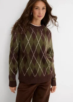 Feinstrickpullover mit Karomuster