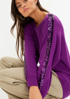 Feinstrickpullover mit Pailletten