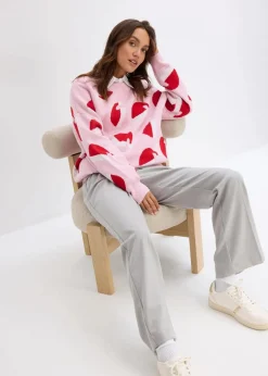 Feinstrickpullover mit Rundhals, oversized