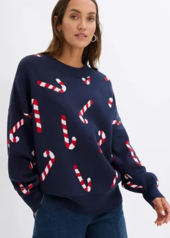 Feinstrickpullover mit Rundhals, oversized