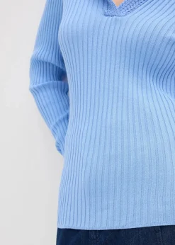 Feinstrickpullover mit schmückendem Kragen