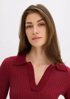 Feinstrickpullover mit schmückendem Kragen