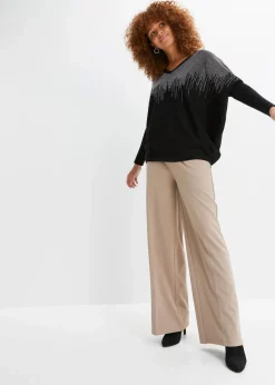 Feinstrickpullover mit Strass-Applikation