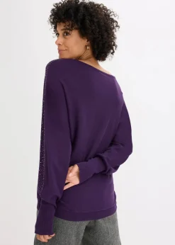 Feinstrickpullover mit Strass-Applikation