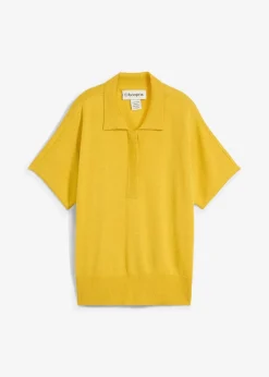 Feinstrickpullover mit Wollanteil und Polokragen