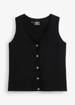 Feinstrick-Weste mit Knöpfen