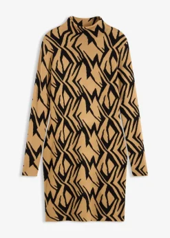 Figurbetontes Strickkleid mit Stehkragen