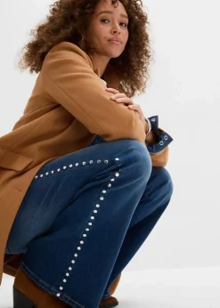 Flared-Jeans High Waist mit Nietenbesatz