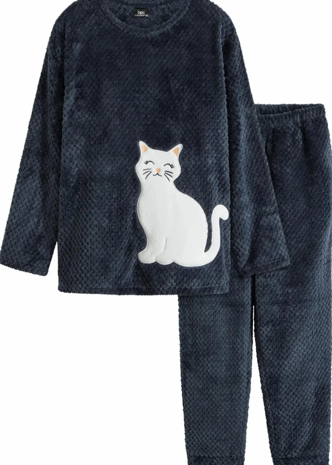 Fleece Loungewear Hausanzug mit Strukturmuster und Applikation