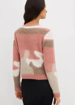 Gemusterte Strickjacke mit Knopfleiste