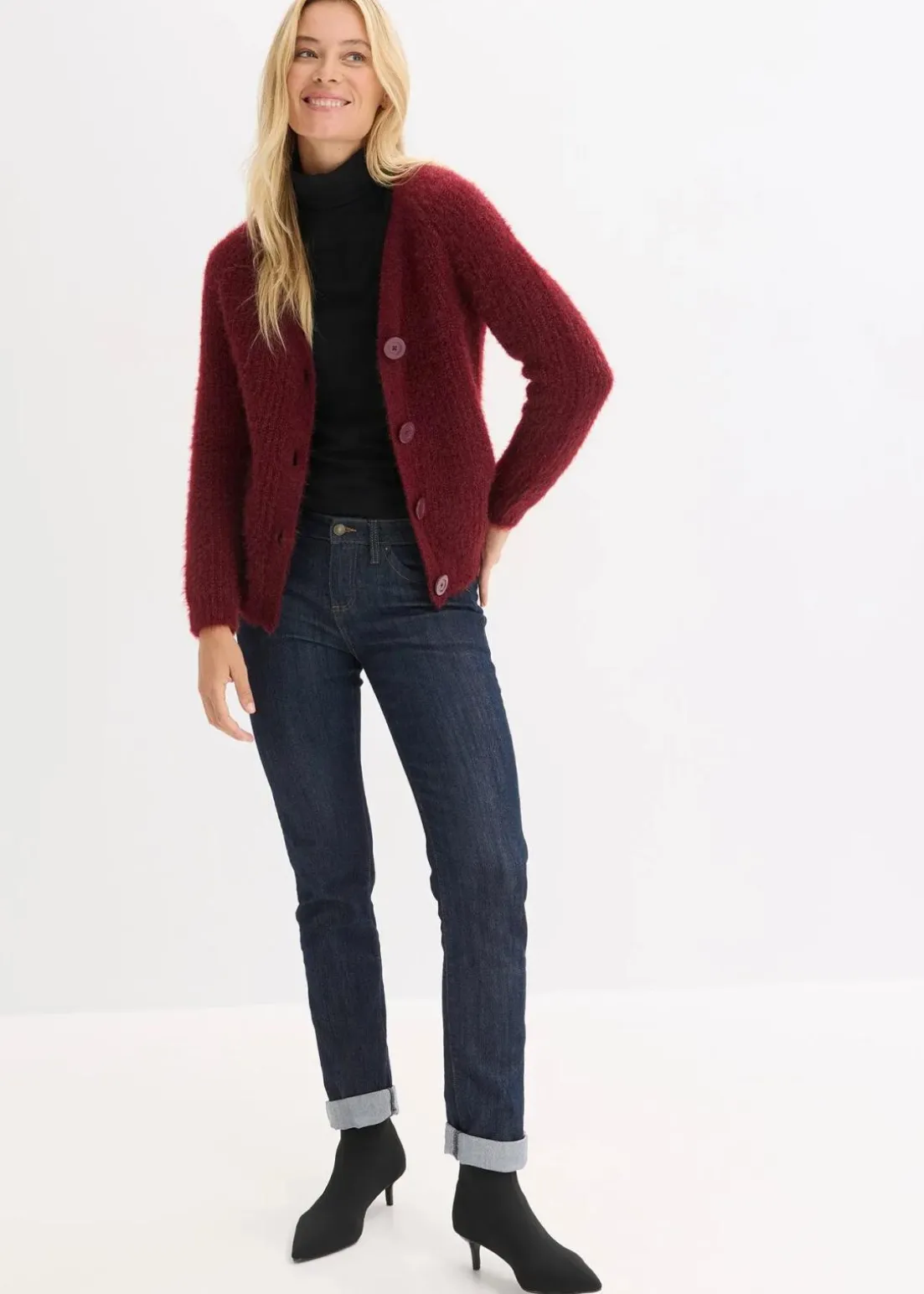 Gerippte Grobstrickjacke