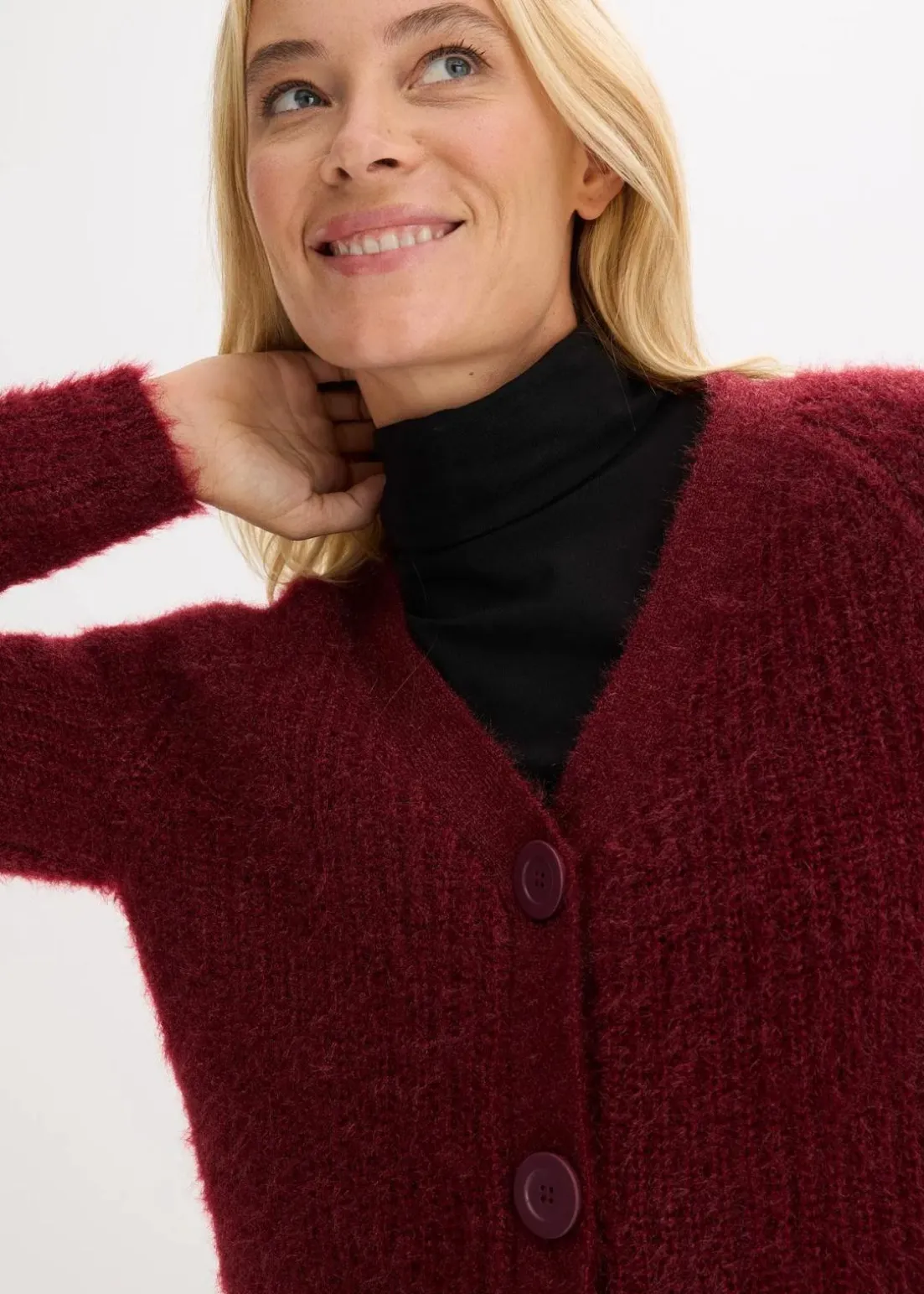 Gerippte Grobstrickjacke