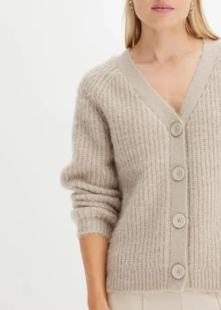 Gerippte Grobstrickjacke