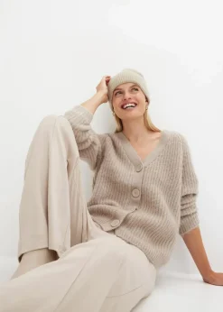 Gerippte Grobstrickjacke