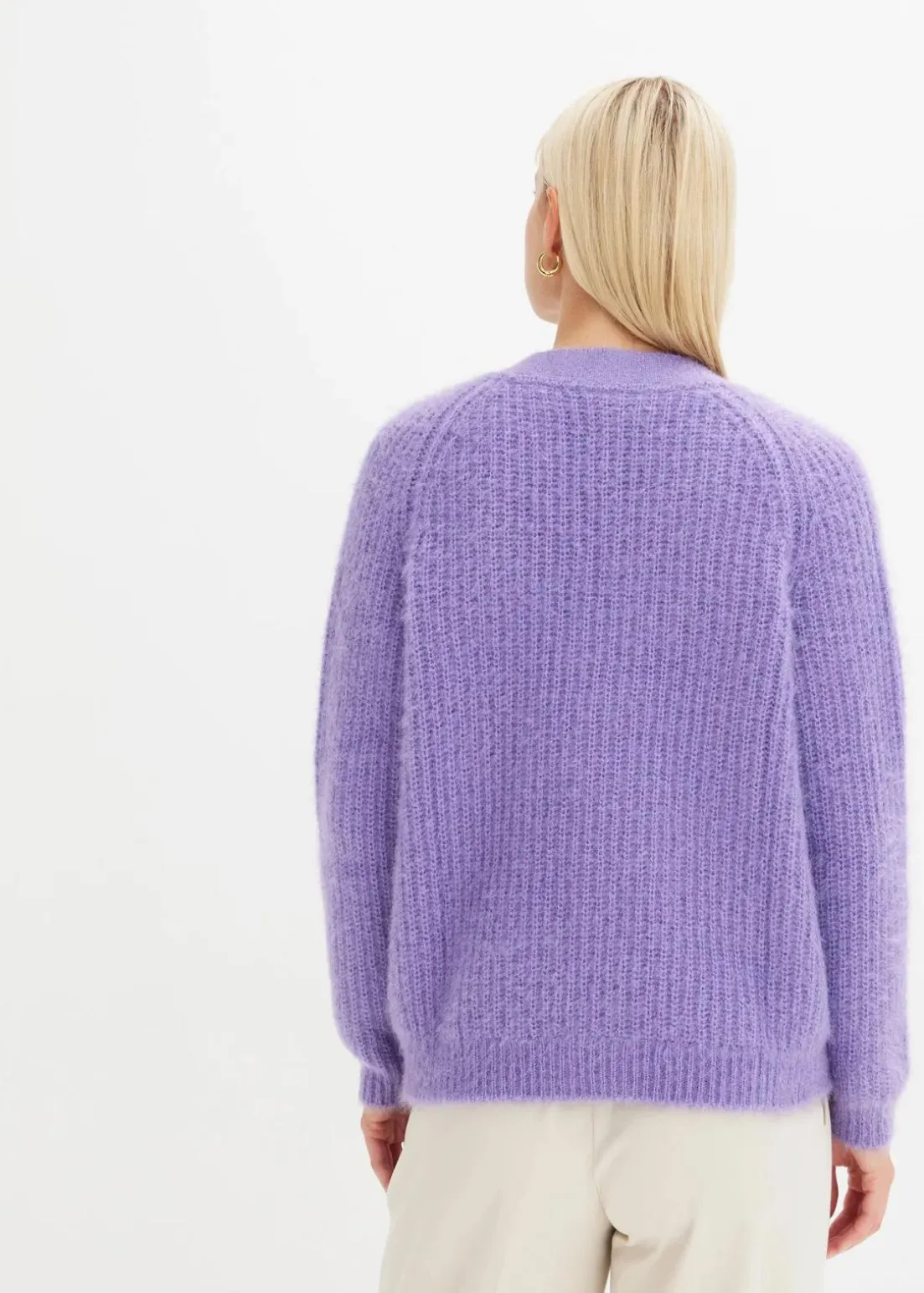 Gerippte Grobstrickjacke