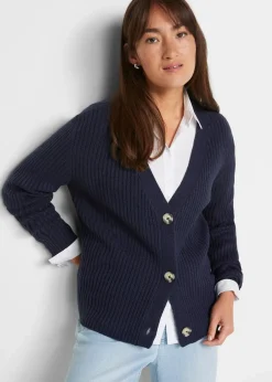 Gerippte Strickjacke