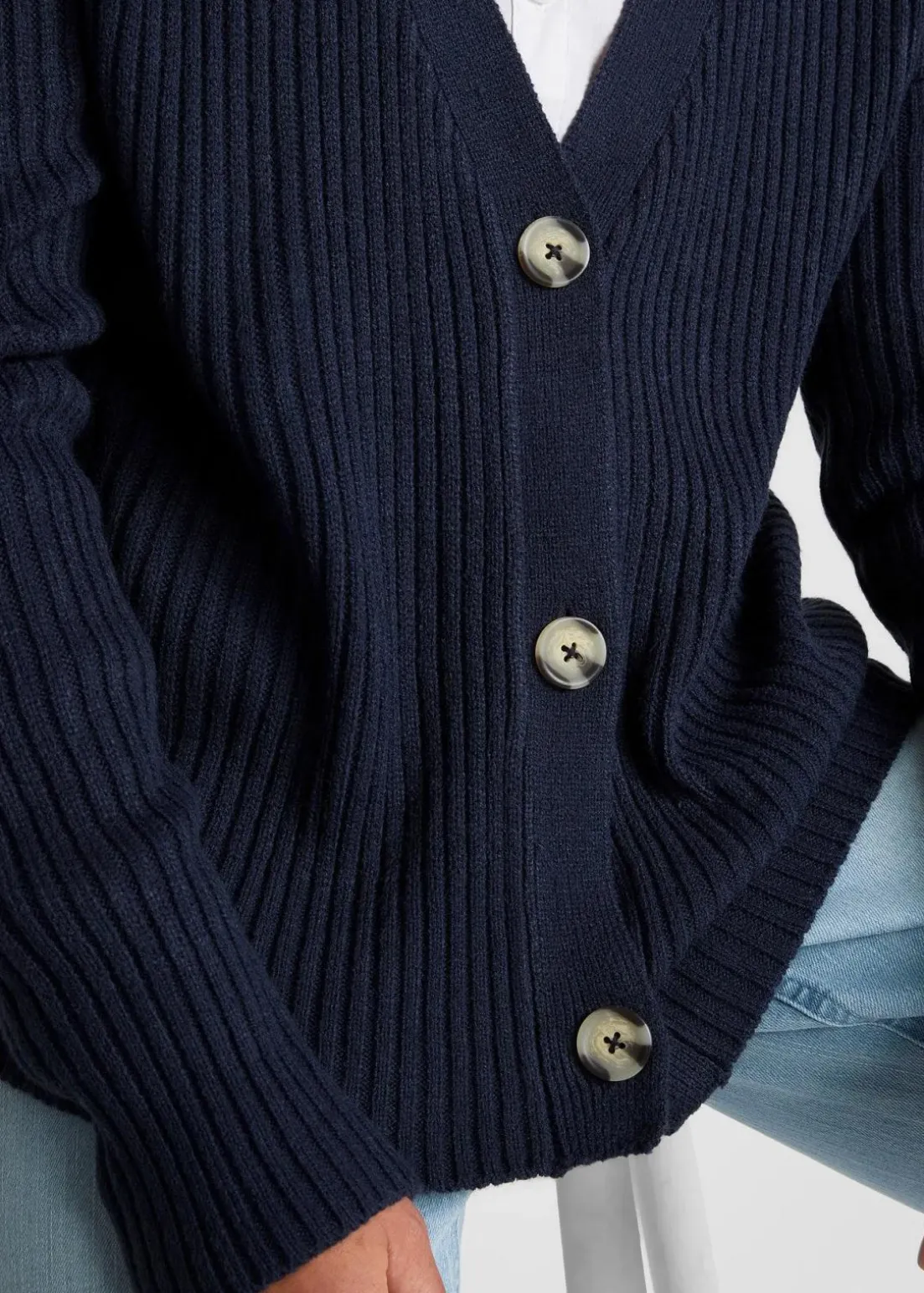 Gerippte Strickjacke