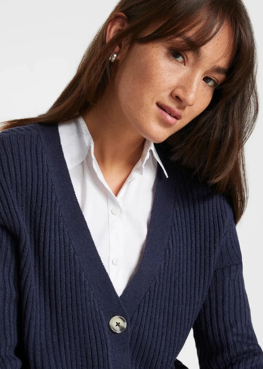 Gerippte Strickjacke