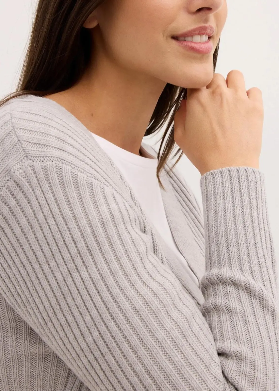 Gerippte Strickjacke