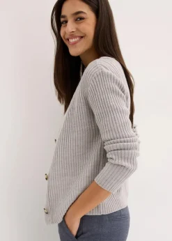 Gerippte Strickjacke