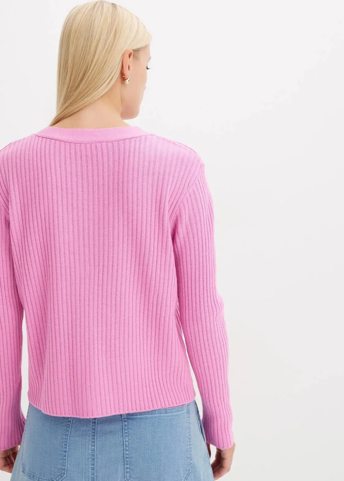 Gerippte Strickjacke