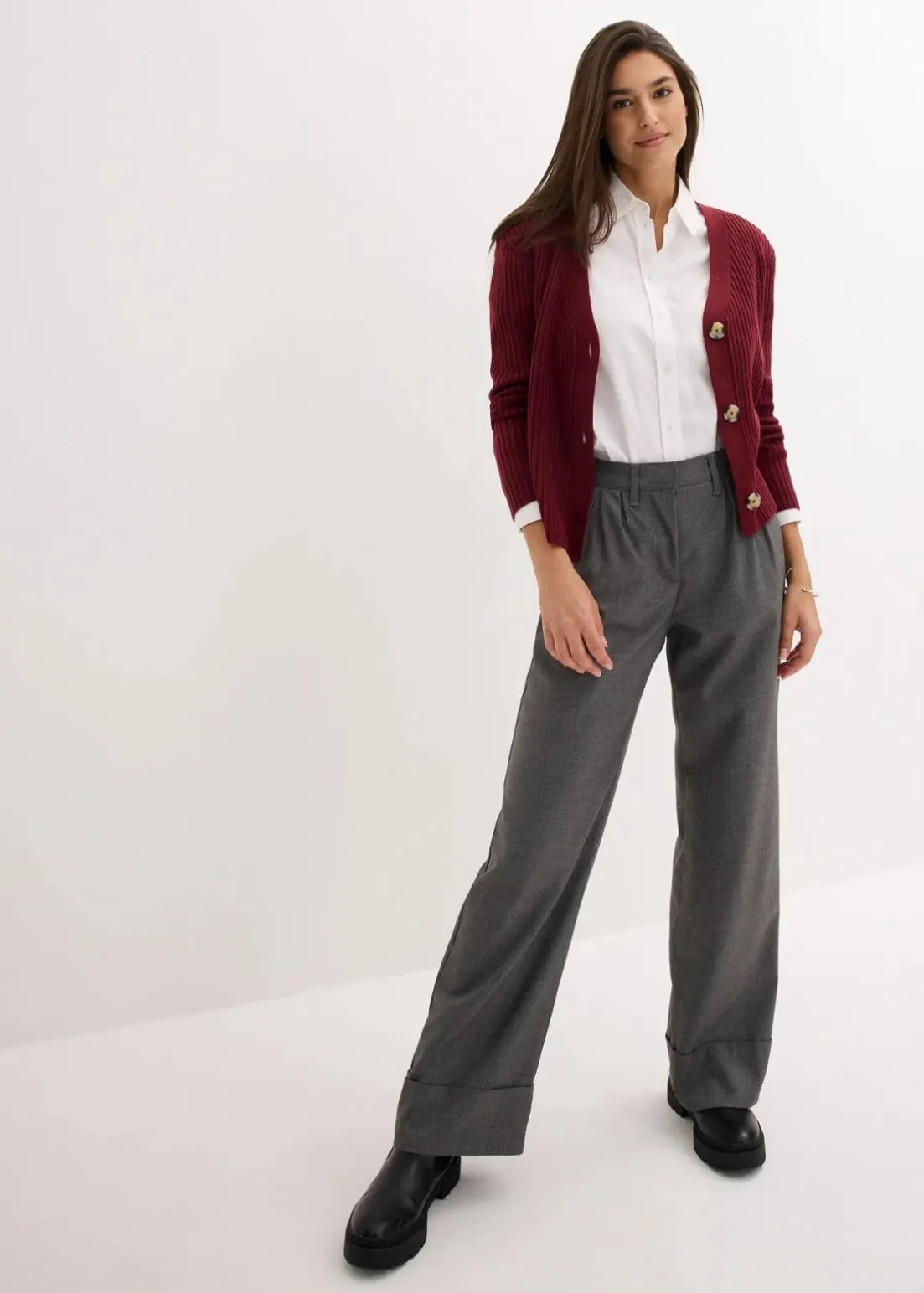 Gerippte Strickjacke