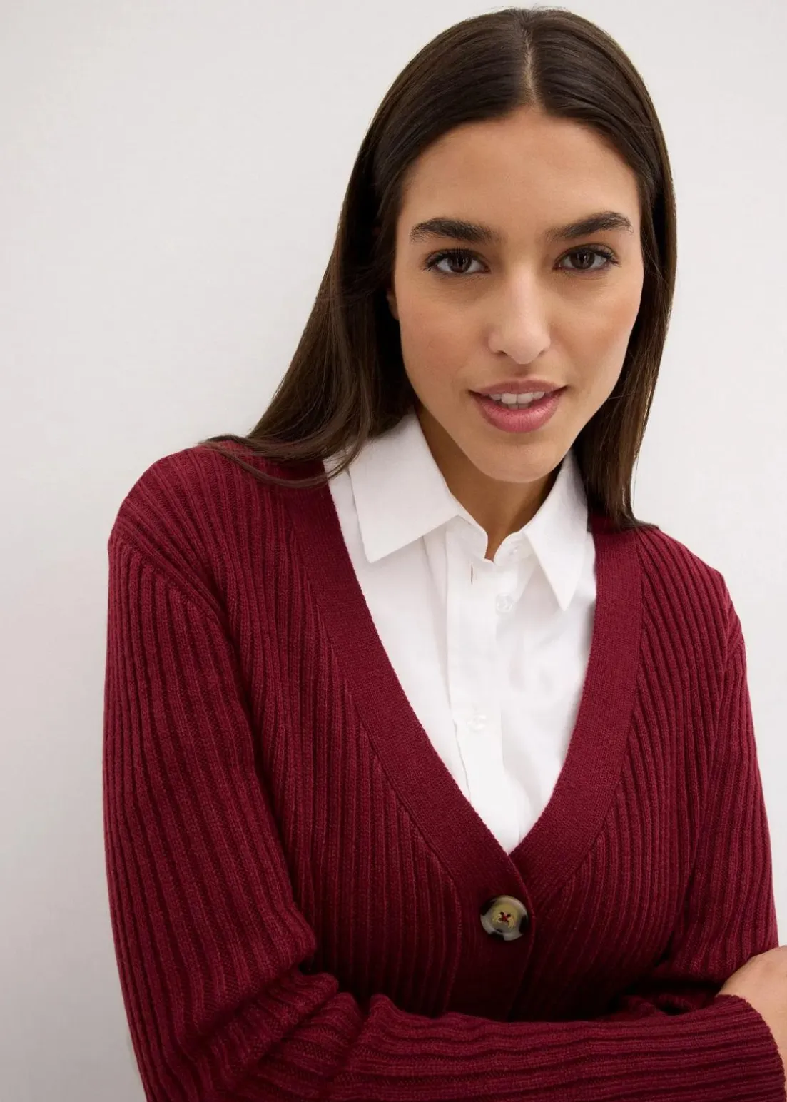 Gerippte Strickjacke