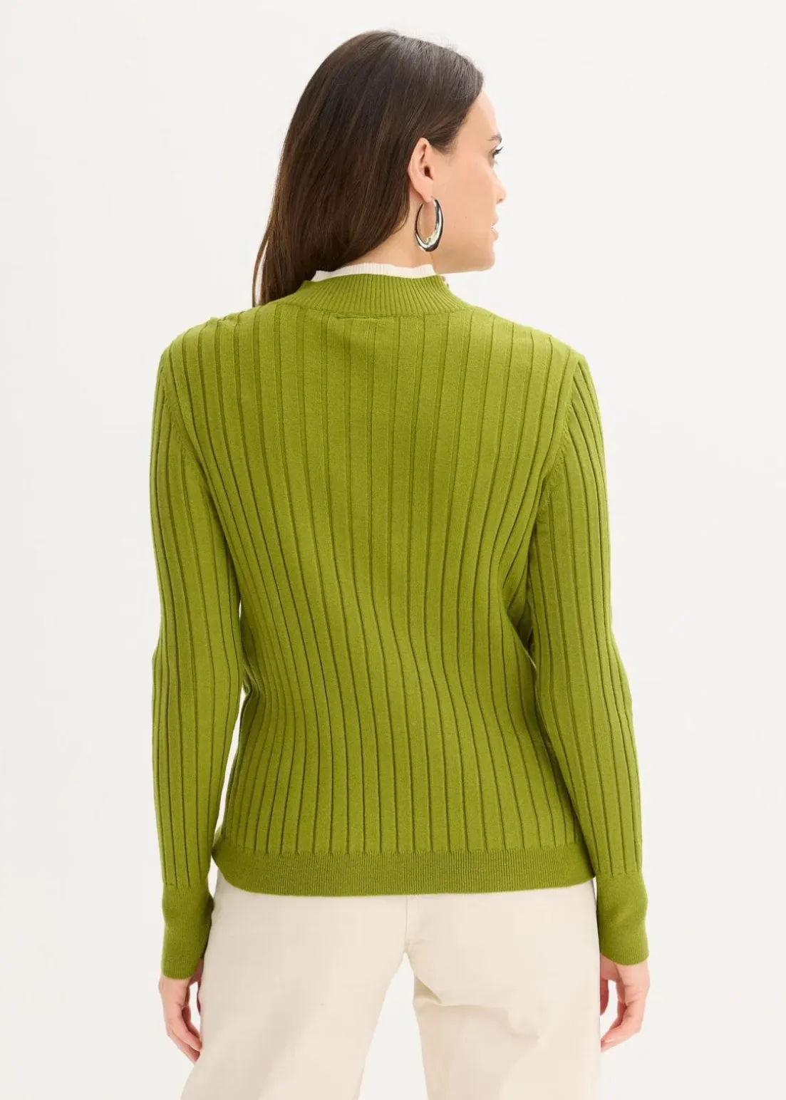 Gerippter Feinstrickpullover mit Viskose in 2 in 1 Optik