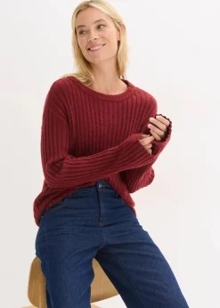 Gerippter Oversize-Pullover