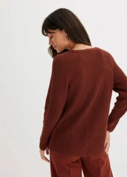 Gerippter Pullover aus reiner Baumwolle