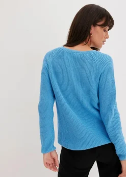 Gerippter Pullover aus reiner Baumwolle