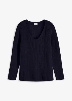 Gerippter Pullover aus reiner Baumwolle