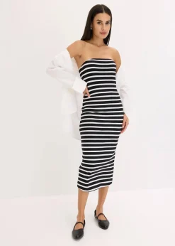 geripptes Bandeau-Kleid