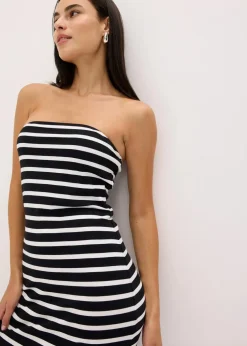 geripptes Bandeau-Kleid