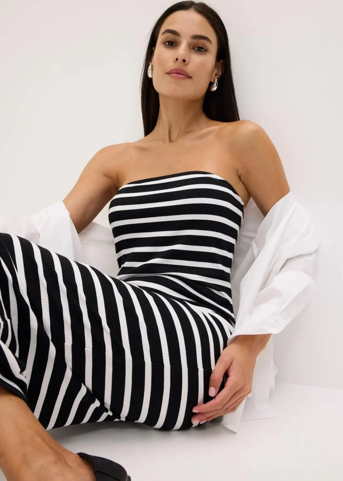 geripptes Bandeau-Kleid