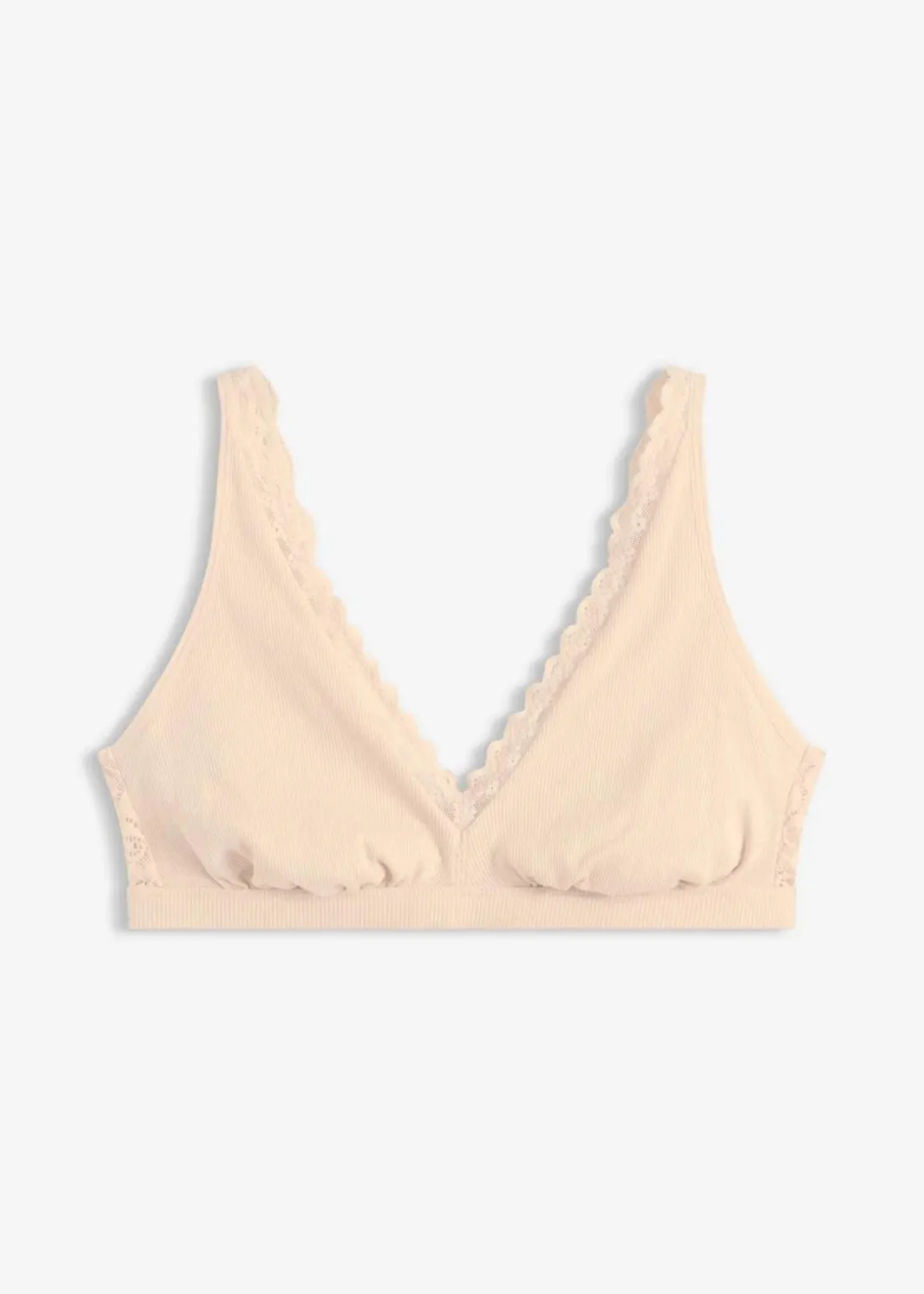 Geripptes Bralette mit Bio-Baumwolle und Spitze