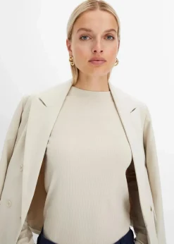 Geripptes Langarmshirt aus reiner Baumwolle