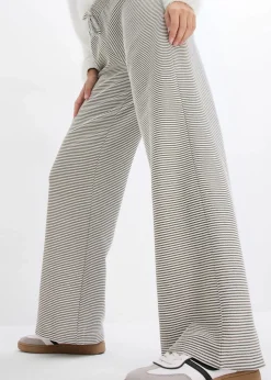 Gestreifte Jersey-Hose mit Kordelzug aus Baumwoll-Mix