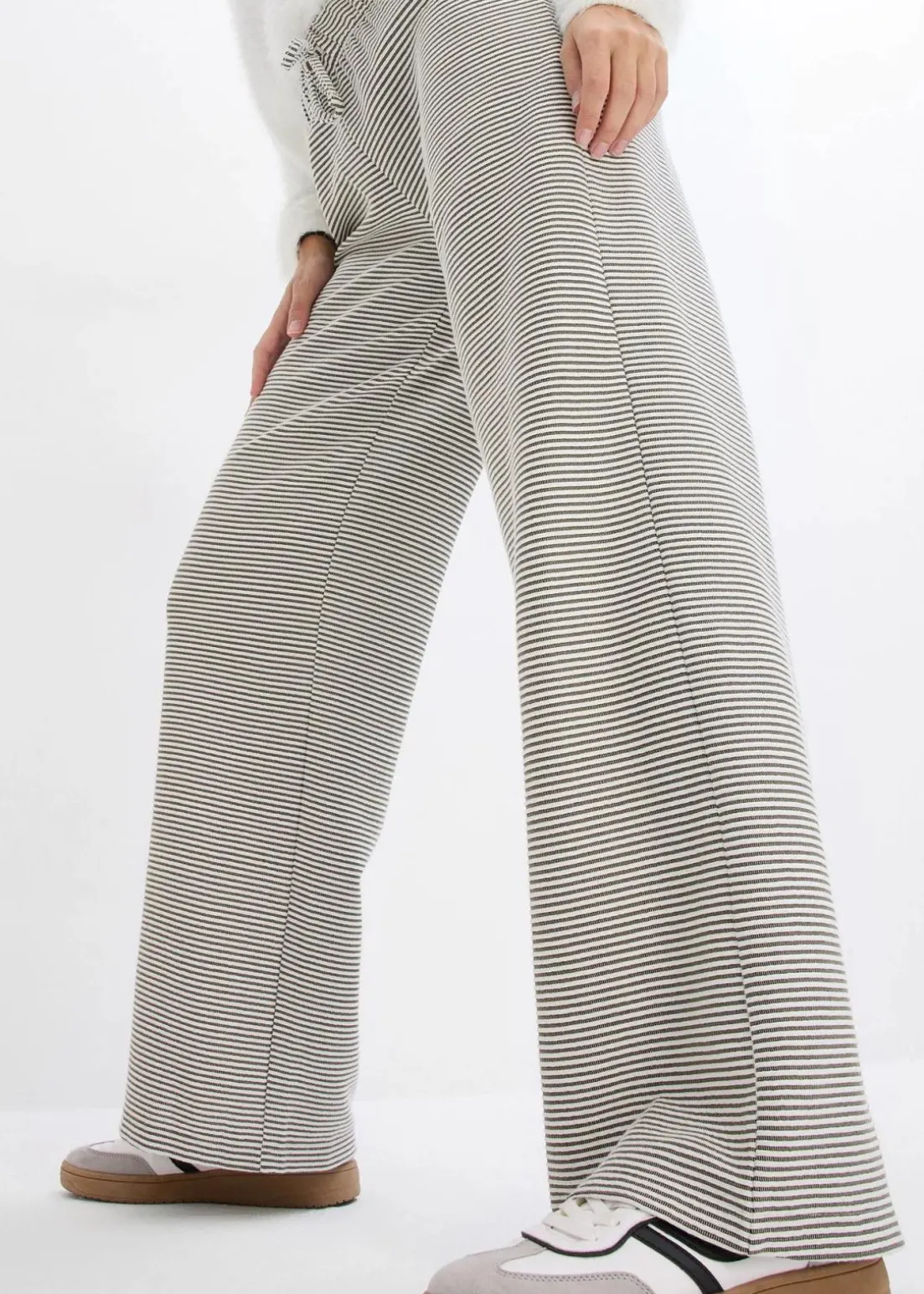 Gestreifte Jersey-Hose mit Kordelzug aus Baumwoll-Mix