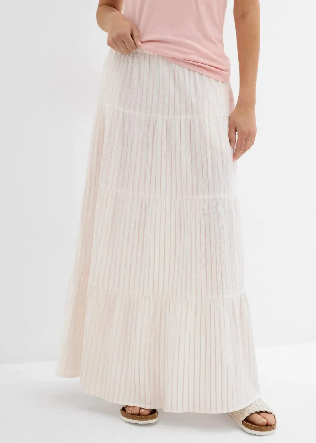 Gestreifter Maxirock aus reiner Baumwolle