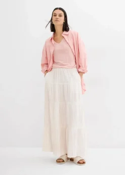 Gestreifter Maxirock aus reiner Baumwolle