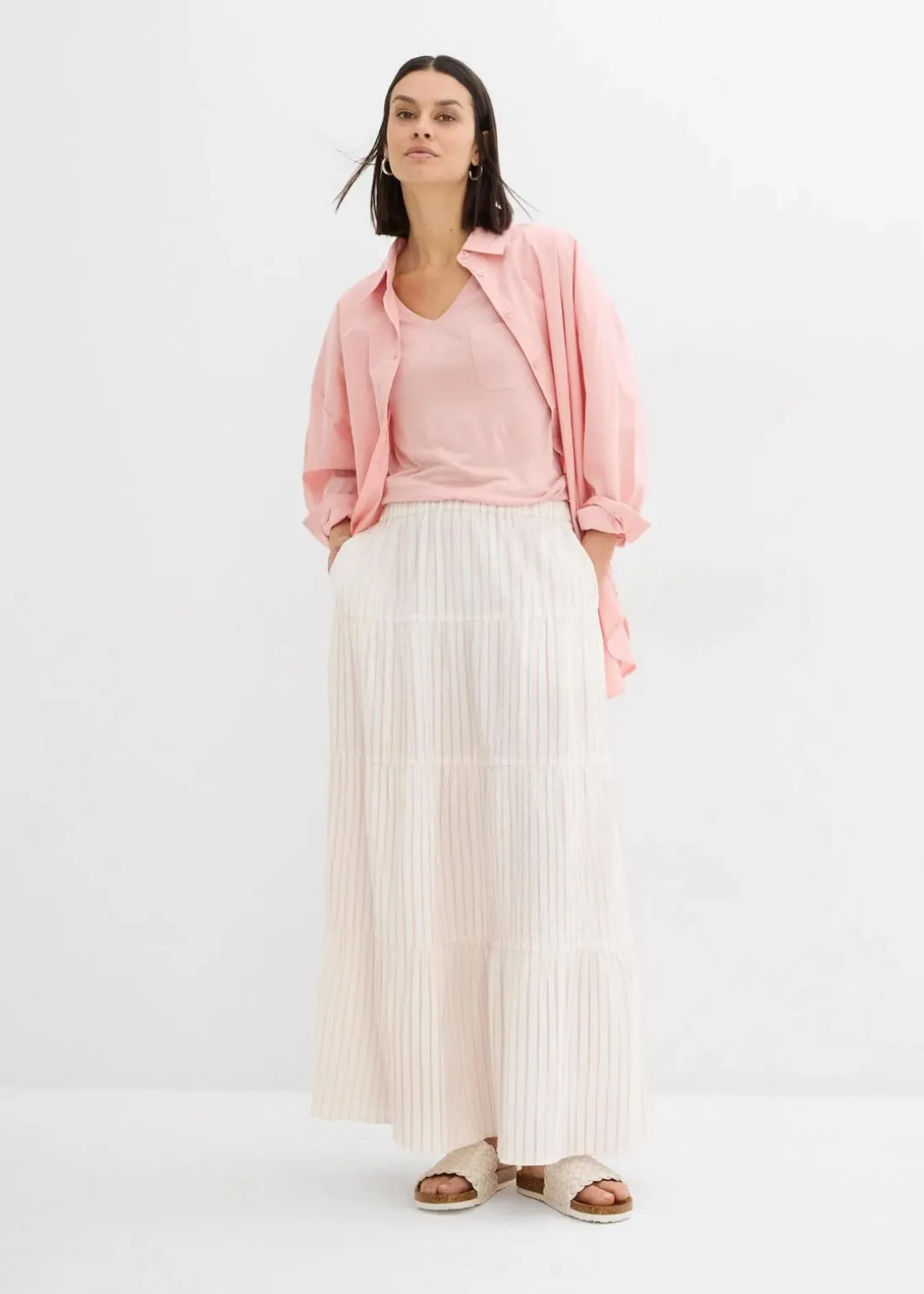 Gestreifter Maxirock aus reiner Baumwolle