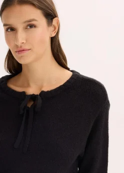 Grobstrick-Pullover mit Bindelösung