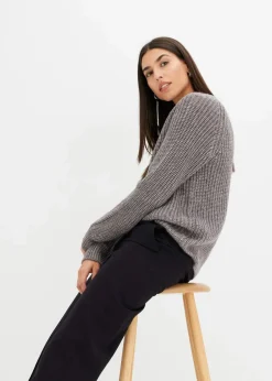 Grobstrickpullover mit Glanzgarn