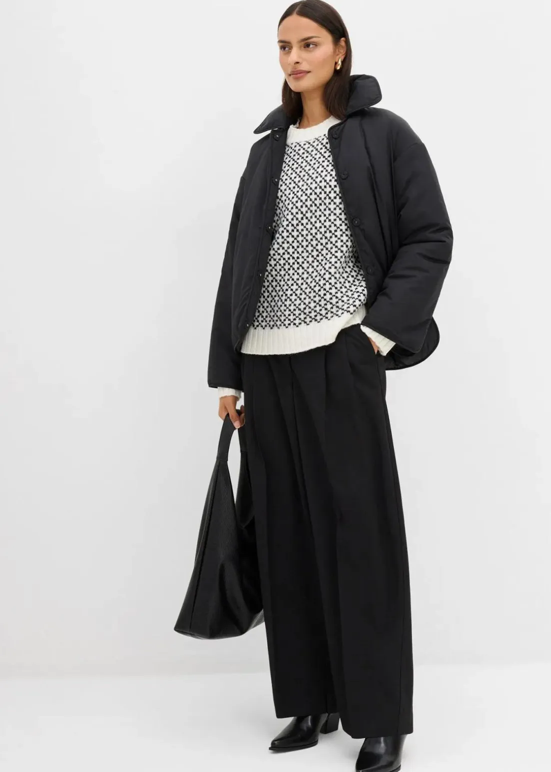 Grobstrick-Pullover mit Wollanteil