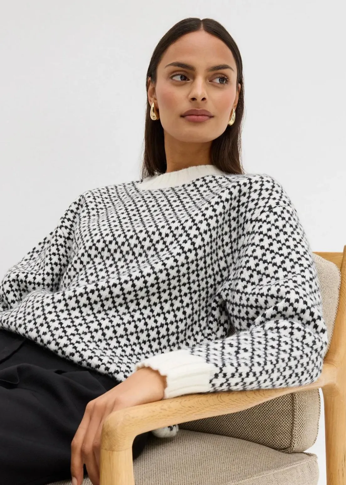 Grobstrick-Pullover mit Wollanteil